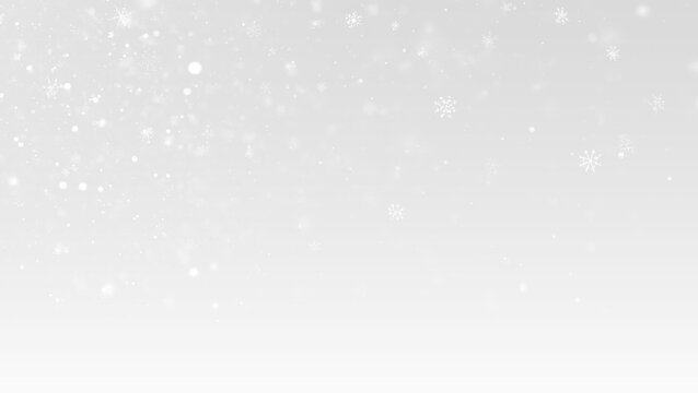 Realistic falling snow with snowflakes and clouds. Winter transparent background for Christmas or New Year card. Frost storm effect, snowfall, ice. Vector illustration