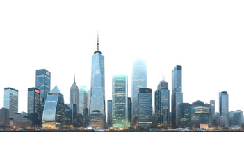 City skyline with skyscrapers and modern architecture