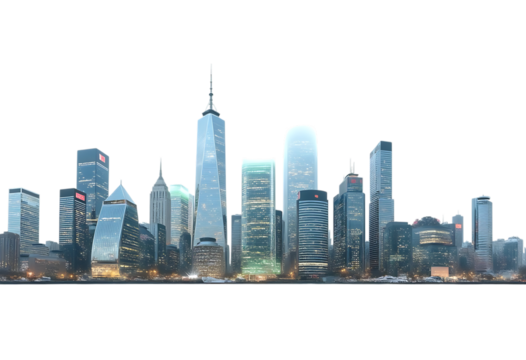 City skyline with skyscrapers and modern architecture