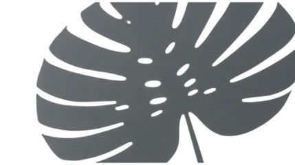 Gray monstera leaf illustration for modern minimalist design projects and tropical themed decorations