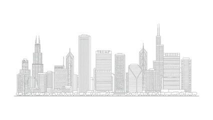 Modern City Skyline: A clean, minimalist depiction of a modern city skyline, showcasing various architectural designs with a sleek, contemporary aesthetic.