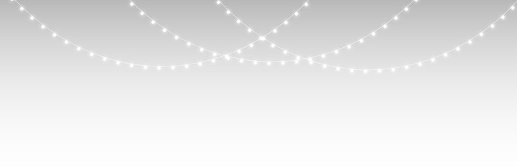 png festive string light garland with glowing twinkle lights, transparent overlay, hanging fairy elements, bright ornaments, decorative background, and christmas seasonal illustration © Gigant