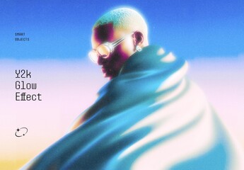 Y2K Glowing Photo Effect Mockup