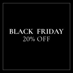 Black Friday minimal elegant banner twenty percent off