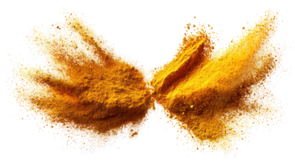 Abstract fiery orange butterfly wings exploding into particles isolated on transparent background