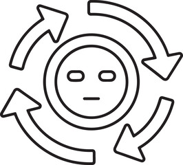 Circular Arrows Around Neutral Face Icon symbol emotion