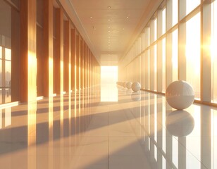 Sunlit Modern Hallway - Architectural Minimalism and Bright Illumination.