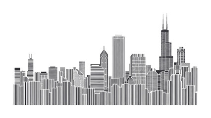 Fototapeta premium Skyline Silhouette: A modern cityscape, elegantly rendered in a minimalist style, against a contrasting backdrop.