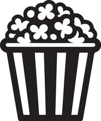 black and white popcorn bucket silhouette vector icon