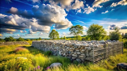 Ancient Stone Structure Preserved in a Verdant Meadow Under a Dramatic Sky