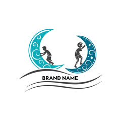 Creative Kids Moon Logo Design Vector