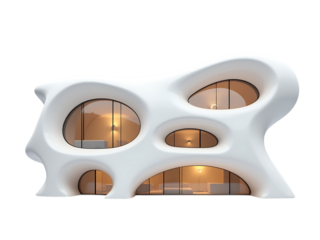 Modern architectural building with organic shapes and design