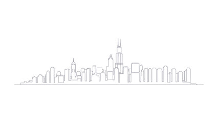 Fototapeta premium City Skyline Silhouette: A minimalist, clean silhouette of a city skyline, capturing the essence of urban architecture with a single, continuous line.