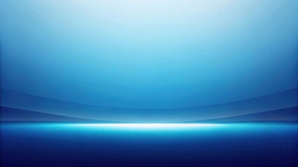 Serene Blue Gradient Background with Subtle Waves and Glowing Horizon