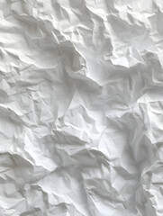Captivating crumpled white paper texture for artistic designs, perfect for backgrounds, posters, and creative projects needing a tactile feel