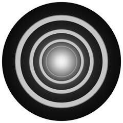 Monochrome Glowing Concentric Circles Abstract Design