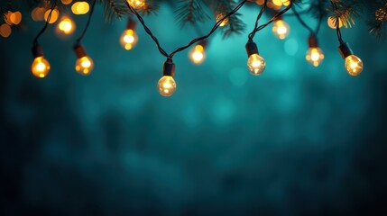 Hanging christmas string lights gigapixel viewpoint warm glow festive environment outdoor setting