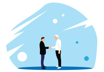 Fototapeta premium Two Business People Shaking Hands. White collar office workers and company leadership CEO concept vector art