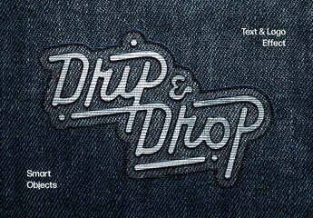 Denim Patch Text & Logo Effect Mockup
