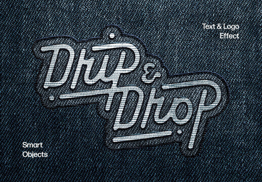 Denim Patch Text & Logo Effect Mockup