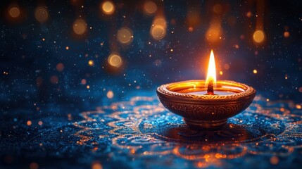 Elegant diwali celebration indian home oil lamp scene festive environment close-up view luxury concept