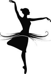 Elegant ballerina silhouette performing a graceful dance on a white background © PakVsInd