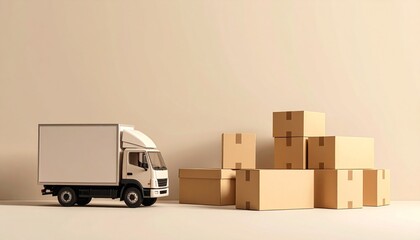 Delivery truck with boxes ready for shipping, fast and reliable service for your business needs