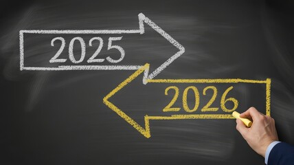 Creative 2026 greeting pastel geometric digits golden stars clean white text navy festive background

