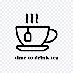 Outline pictogram of a cup of hot tea.