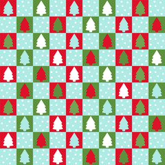 Christmas seamless pattern with fir trees, abstract holiday design.