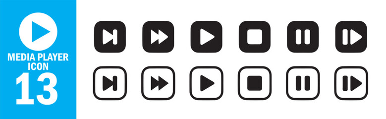 Music App Control Icons – Play, Pause, Stop, Rewind, Forward