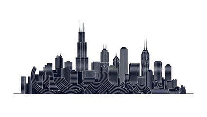 Urban Silhouette: A captivating silhouette captures the essence of a modern urban landscape, highlighting the sleek lines and towering structures of the city. 