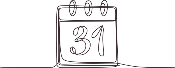 Single Line Drawing of a Calendar Page with 31 number