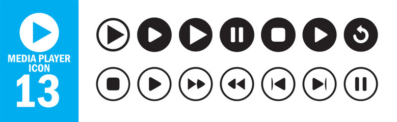 Music and Video Playback Icons Pack – Play, Stop, Pause, Skip