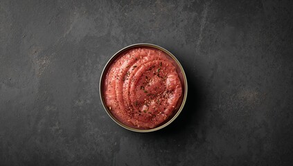 Circular Composition with Pink Hue Textured Surface and Contrasting Elements.