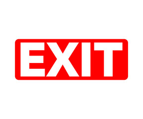 Red exit sign. Warning plate red exit sign illustration on transparent backgrond. 


