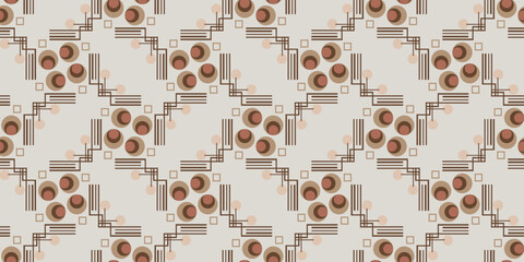 Textile motif seamless pattern. Abstract line shape geometric motif basic pattern continuous background. Man shirt all over print block. 