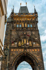Magnificent Gothic Old Town Bridge Tower Detail View.