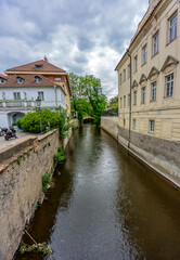 Charming Certovka Canal in Prague Lesser Town Venice.
