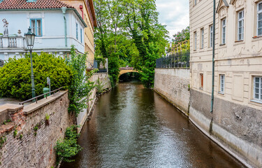 Charming Certovka Canal in Prague Lesser Town Venice.