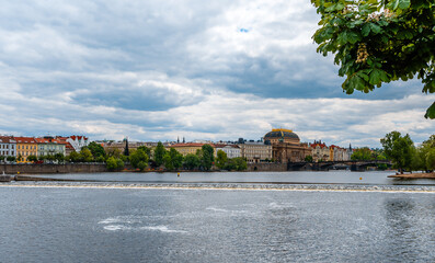 National Theatre and Vltava River Weir, Prague.