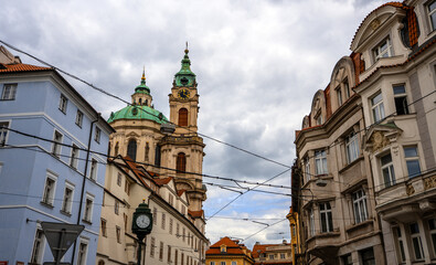 Saint Nicholas Church Tower Dominates Prague Lesser Town.