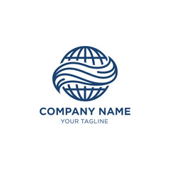 Abstract Globe Logo Design with Flowing Lines for Global Business Identity.