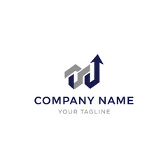 Abstract geometric logo with upward arrow representing growth and progress for a company.