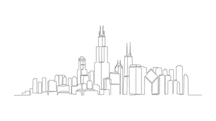 Obraz premium Urban Silhouette: An illustration captures the elegant skyline, offering a sophisticated representation of urban architecture.