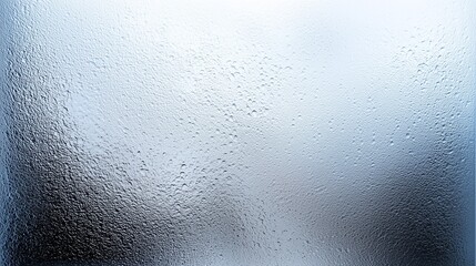Frosted glass texture with water droplets and soft cold lighting. Blurred abstract background perfect for winter design, product mockups, UI, packaging, or modern minimalist branding visuals.