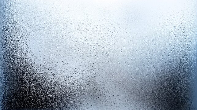 Frosted glass texture with water droplets and soft cold lighting. Blurred abstract background perfect for winter design, product mockups, UI, packaging, or modern minimalist branding visuals.