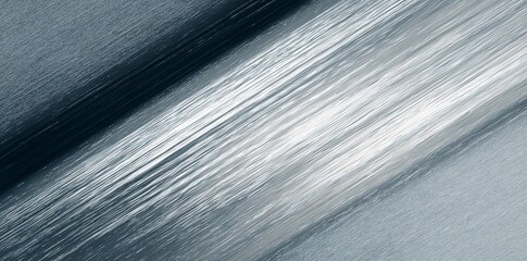 Abstract metallic surface with diagonal brushed texture and light reflections. Perfect modern industrial background for technology, design, banners, copy space, and corporate concepts.
