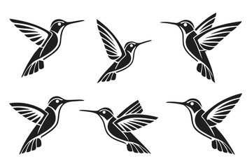 Obraz premium Geometric hummingbird icons set minimalist design