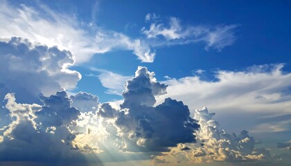 Sunlit Skies - A Breathtaking View of Clouds and Sunlight.